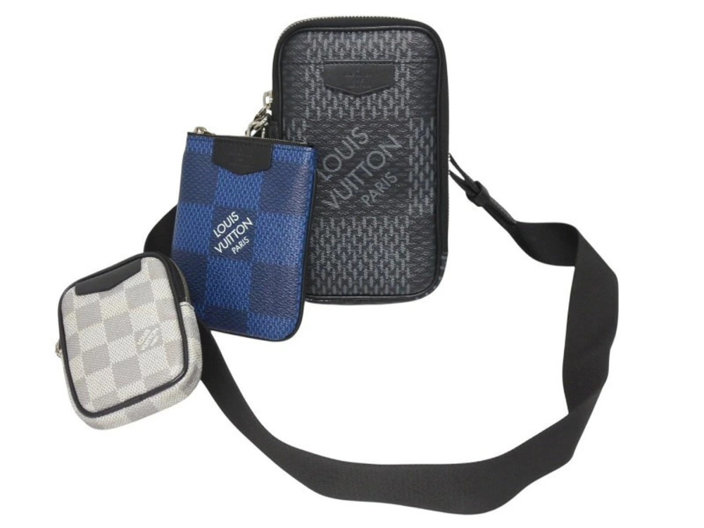 Louis Vuitton Damier Graphite Black Modular Pouch Clutch Shoulder Bag Black Gray